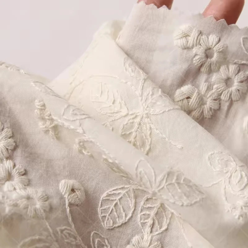 Floral Embroidery Cotton Jacquard Fabric | CA1018