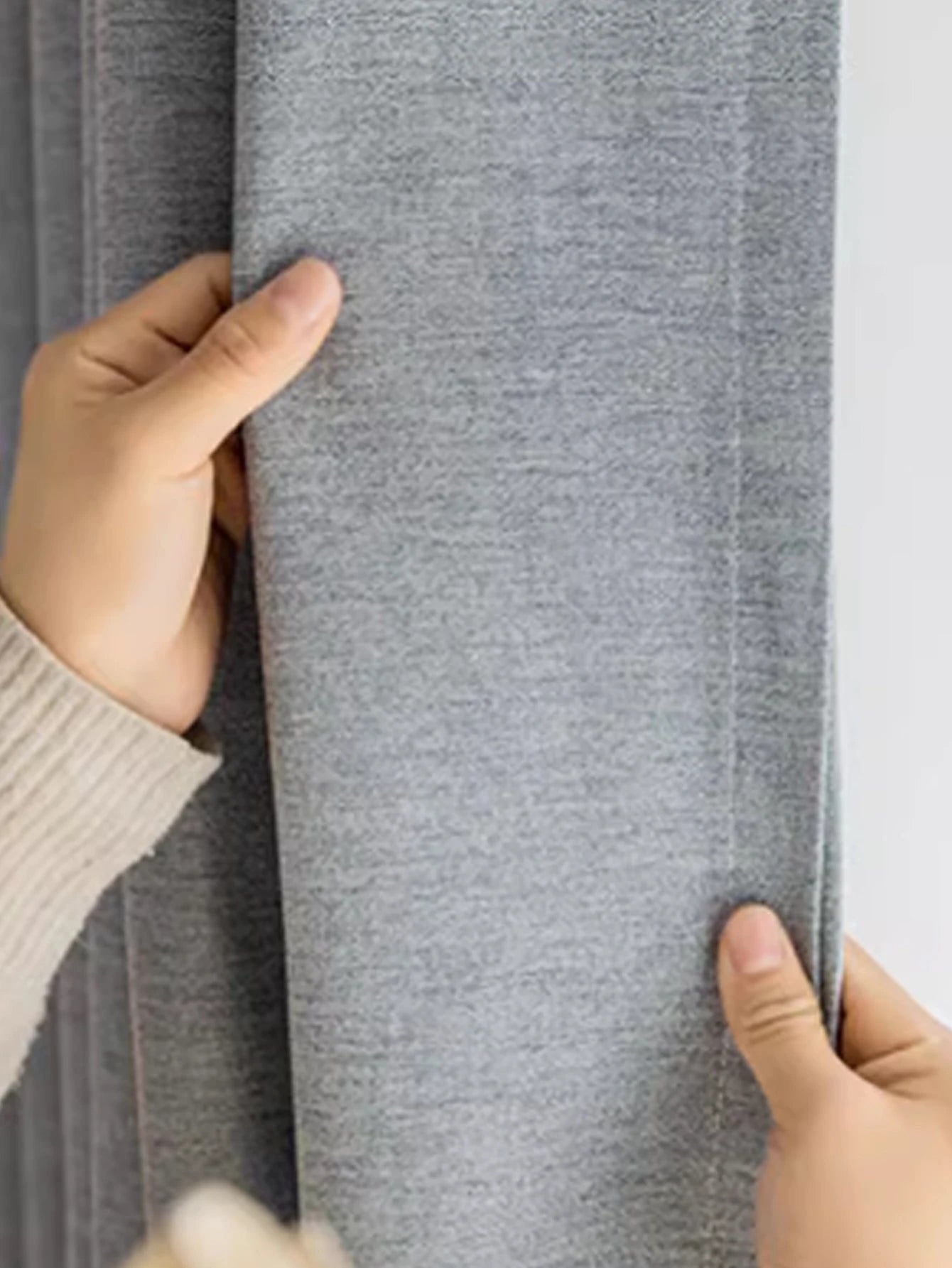 Modern Farmhouse Grey Linen-Textured Room Darkening Curtain, CD1003