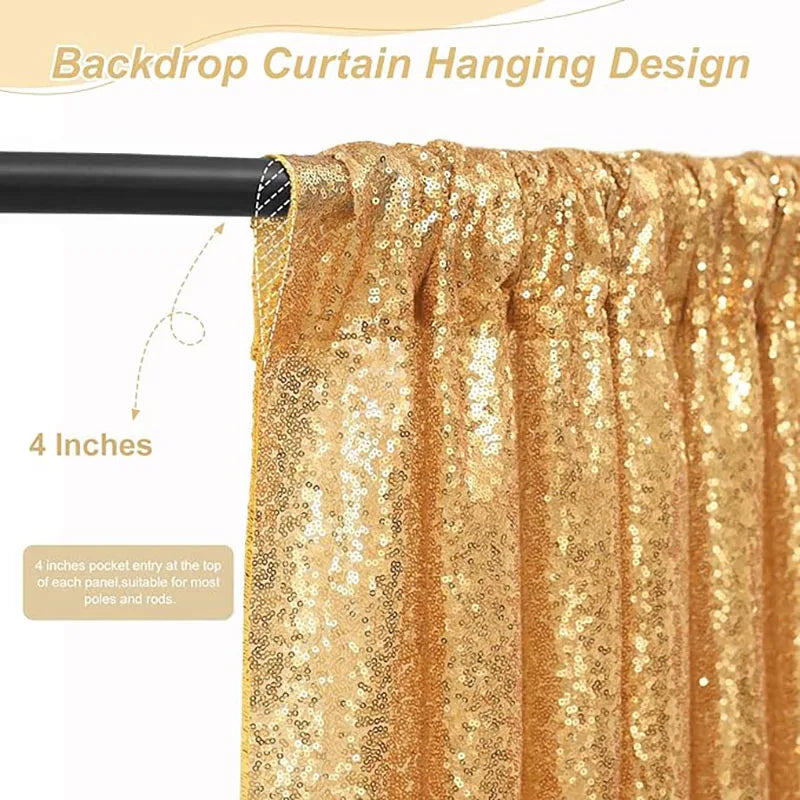 2-Panel Sequin Backdrop Curtain Set – Seamless Glitter Photography Background for Weddings, Parties & Events | CDE1026