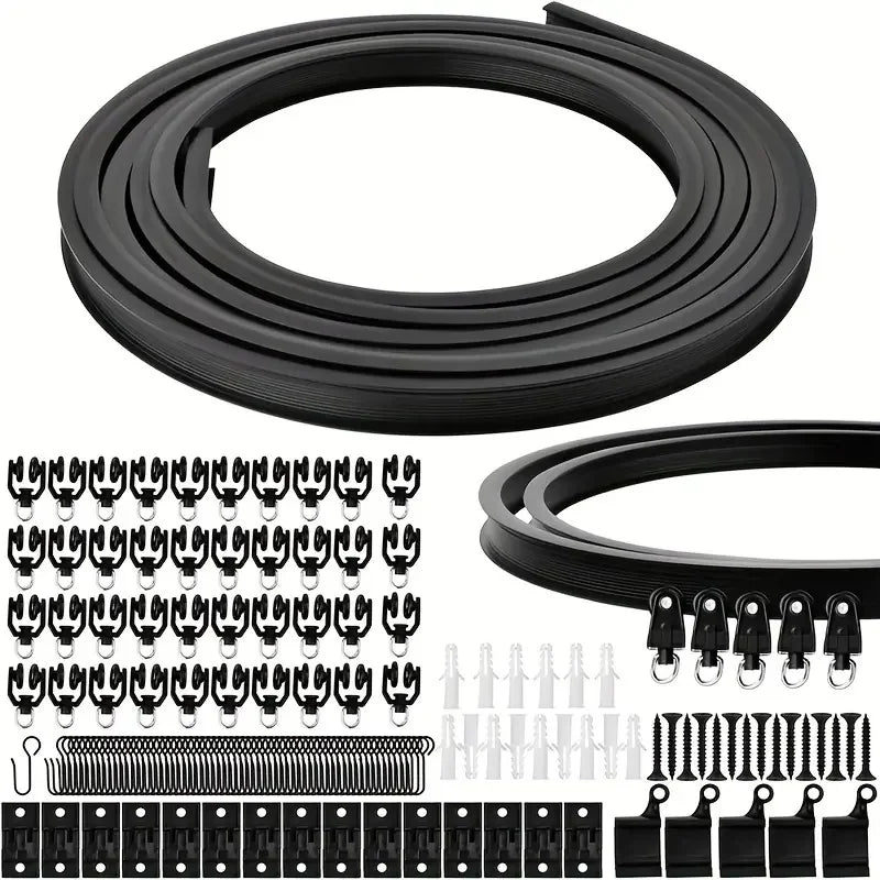 Flexible Bendable Curtain Track, Black Curved Room Divider Rail, CH1016