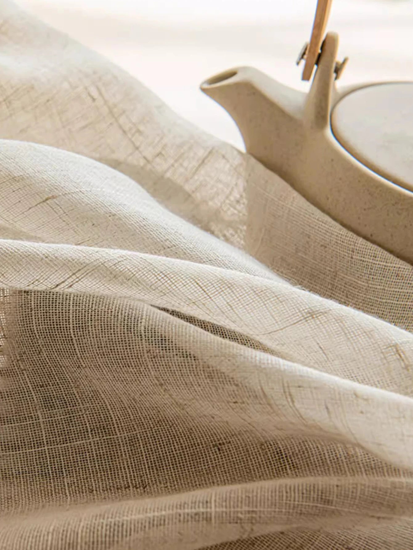 Textured Sheer Linen-Blend Curtain Panel, CD1002