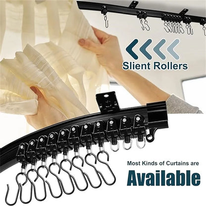 Flexible Bendable Curtain Track, Black Curved Room Divider Rail, CH1016
