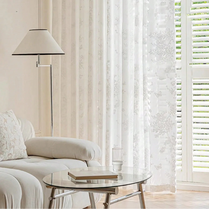 French Romantic Rose Butterfly Flower Semi Sheer Curtains | CD1032