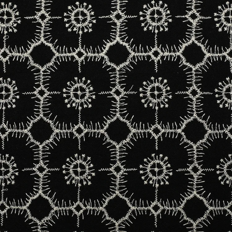 Geometric Cotton Linen Embroidered Jacquard Fabric By The Yard | CA1020