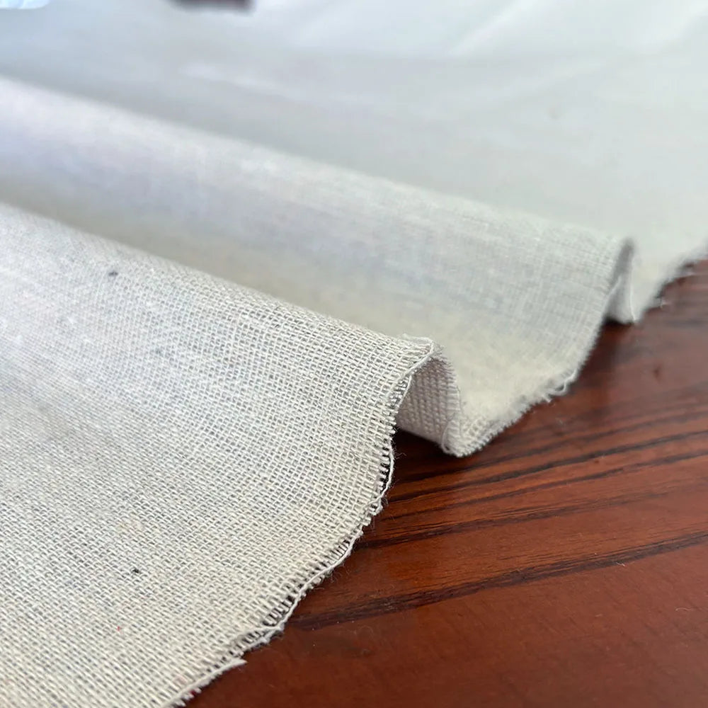 100% Organic Linen Burlap Fabri, Raw Stitch, Bonded Textile for Patchwork, Painting, and Crafting