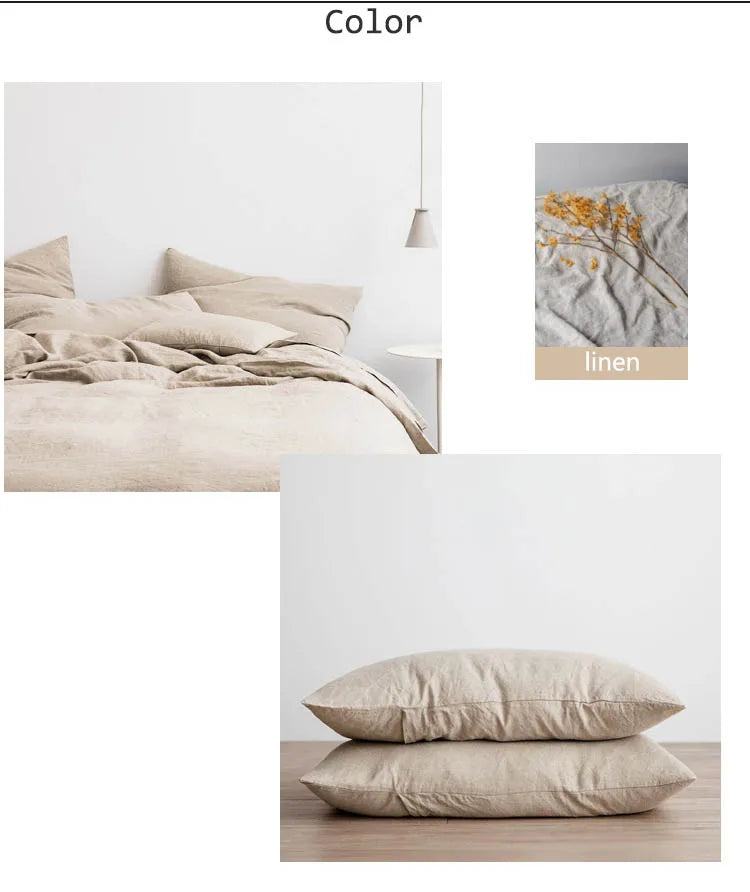 Premium 2-Piece 100% Pure Linen Throw Pillow Covers | Grade A Solid Color Decorative Shams with Hidden Zipper