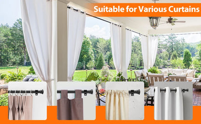 5/8" Adjustable Black Curtain Rod with Brackets (17" - 154") | CH1010