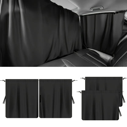 4-Piece Car Privacy Curtain Set | Synthetic Fiber Auto Window Shades for Travel, Napping & Car Camping | Detachable Interior Divider | CD1014