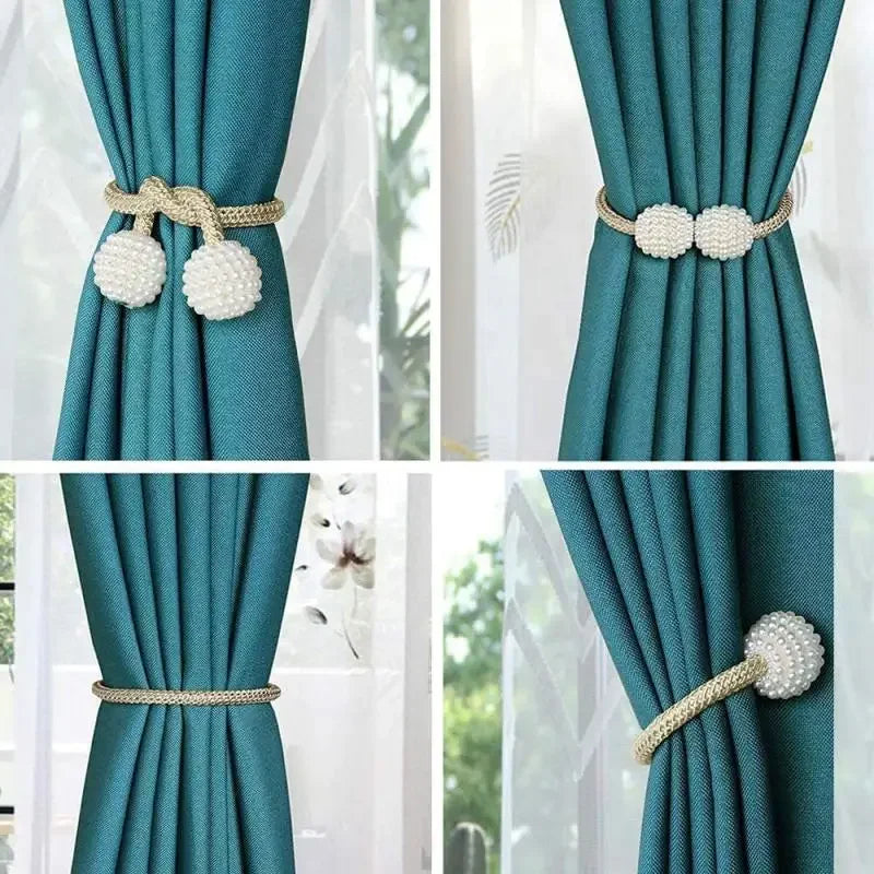 Pearl Magnetic Curtain Tie Back | No Drill Curtain Holder | Decorative Buckle
