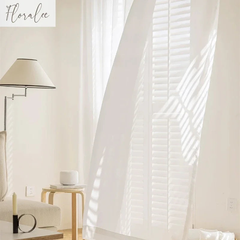 Luxury White Chiffon Sheer Curtain Panel – Solid Tulle Voile Window Drapes for Living Room & Bedroom | CD1028