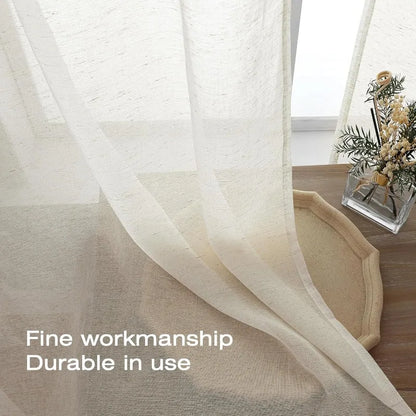 Linen Textured Tulle S-Fold Sheer Curtains | CD1029