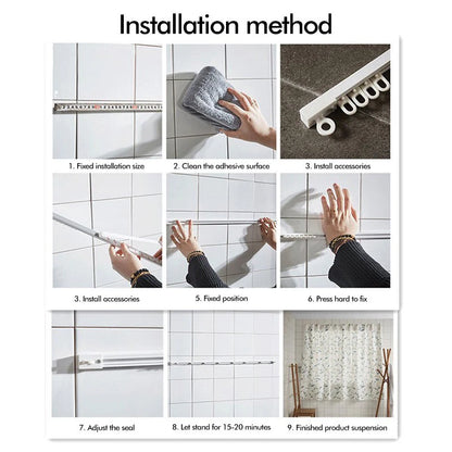 Self-Adhesive Silent Curtain Track, No-Drill Top & Side Mount Rail for Smooth Surfaces | CH1007