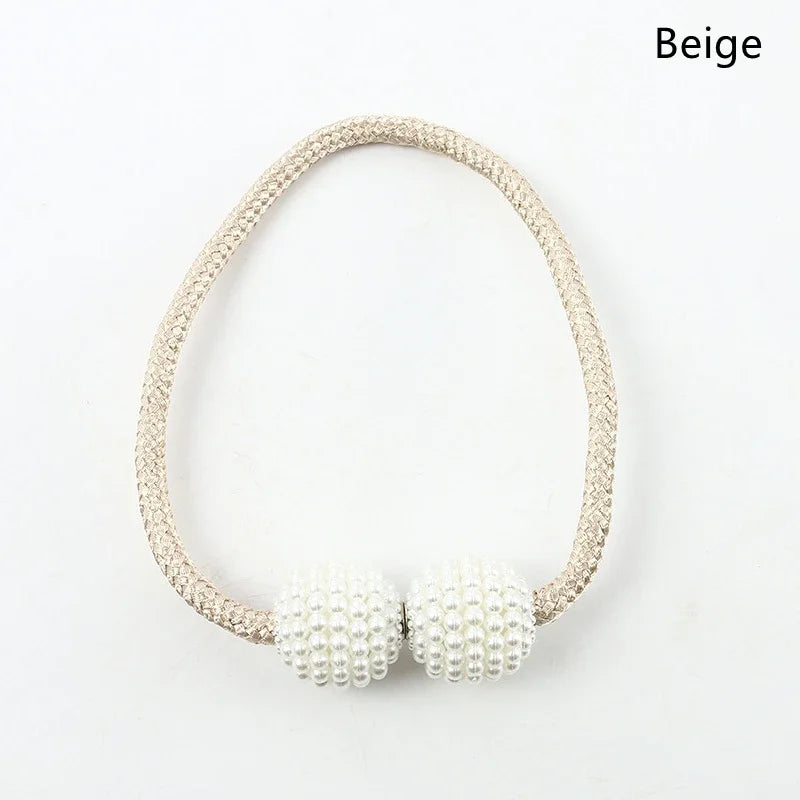 Pearl Magnetic Curtain Tie Back | No Drill Curtain Holder | Decorative Buckle