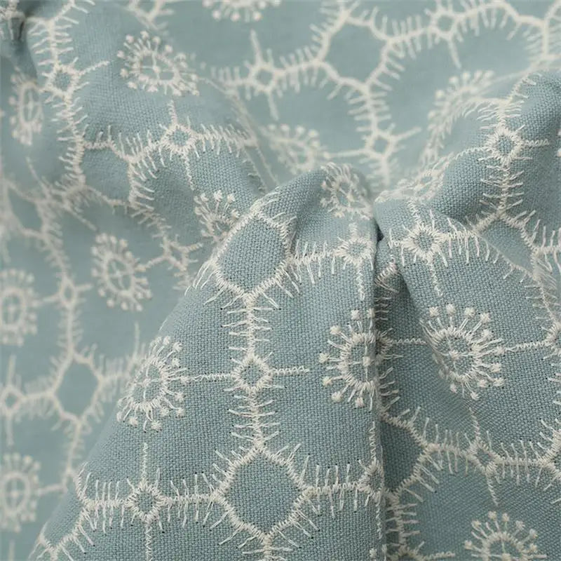 Geometric Cotton Linen Embroidered Jacquard Fabric By The Yard | CA1020
