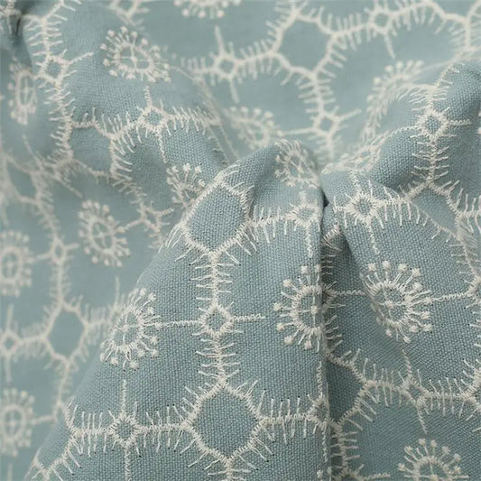 Geometric Cotton Linen Embroidered Jacquard Fabric By The Yard | CA1020