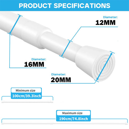 Heavy-Duty Adjustable Black Tension Rod – No-Drill Extendable Curtain Pole | CH1009