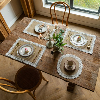 Set of 4 Rustic Round Braided Placemats | Woven Farmhouse Sunflower Table Mats for Everyday & Holiday Dining