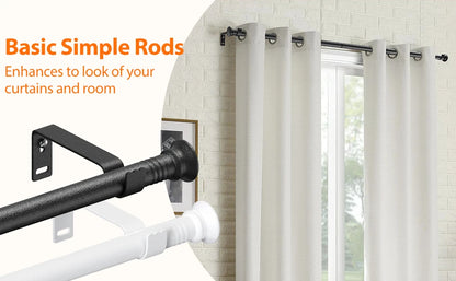 5/8" Adjustable Black Curtain Rod with Brackets (17" - 154") | CH1010