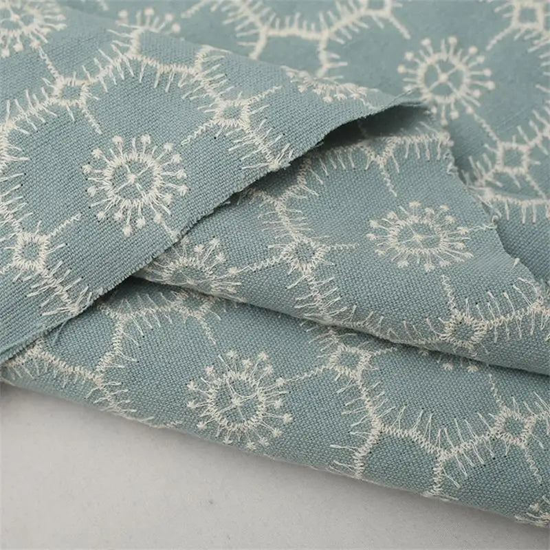 Geometric Cotton Linen Embroidered Jacquard Fabric By The Yard | CA1020
