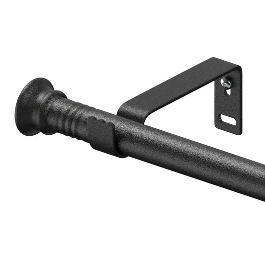 5/8" Adjustable White & Black Curtain Rod with Brackets (17" - 154") | CH1010