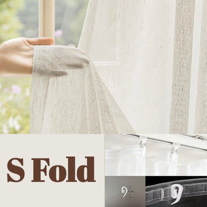 Linen Textured Tulle S-Fold Sheer Curtains | CD1029