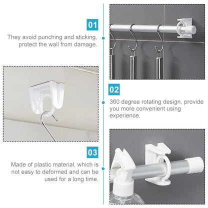 Modern Self-Adhesive Curtain Rod Bracket Hooks – No-Drill Wall Mount Holder (2/4/8 Pack) | CH1008