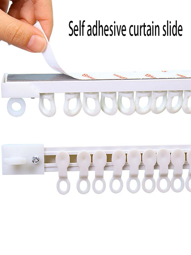 Self-Adhesive Silent Curtain Track, No-Drill Top & Side Mount Rail for Smooth Surfaces | CH1007