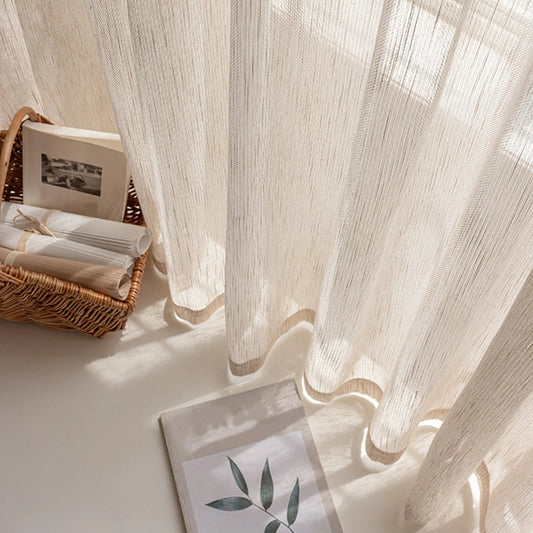 Beige Sheer Farmhouse Linen Curtain | CD1042