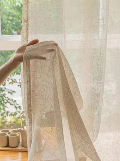 Textured Sheer Linen-Blend Curtain Panel, CD1002