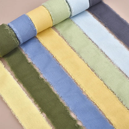 Cotton Linen Frayed Ribbon | 1 1/2" x 5 Yards | Gift Wrapping & Wedding Decor