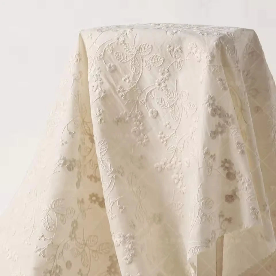 Floral Embroidery Cotton Jacquard Fabric | CA1018