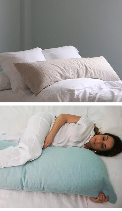 Double Long Pillowcase 100% Pure Linen Pillow Case Euro Sham for Bed, Envelope Cushion Cover Antibacterial Anti-mite