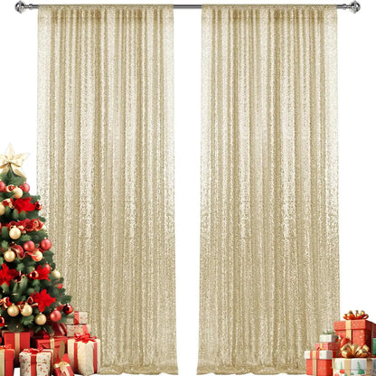 2-Panel Sequin Backdrop Curtain Set – Seamless Glitter Photography Background for Weddings, Parties & Events | CDE1026