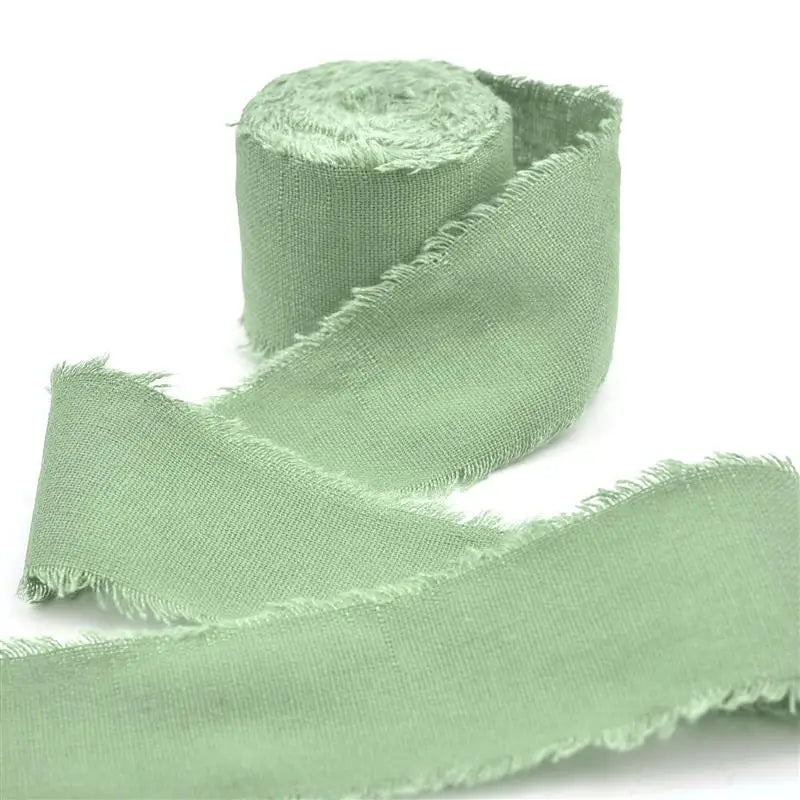 Cotton Linen Frayed Ribbon | 1 1/2" x 5 Yards | Gift Wrapping & Wedding Decor