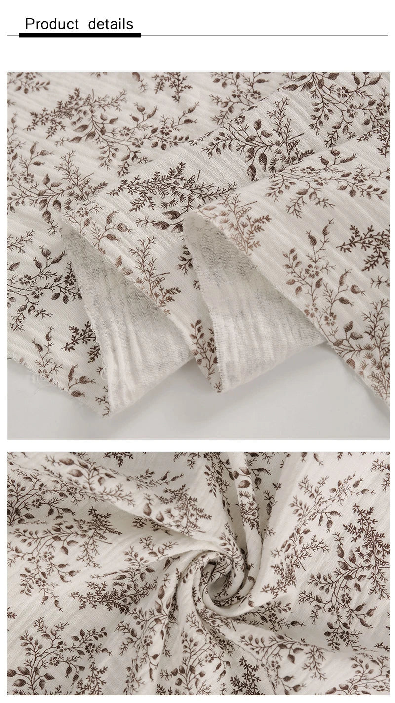 Vintage Botanical 100% Cotton Crepe Fabric | CA1010