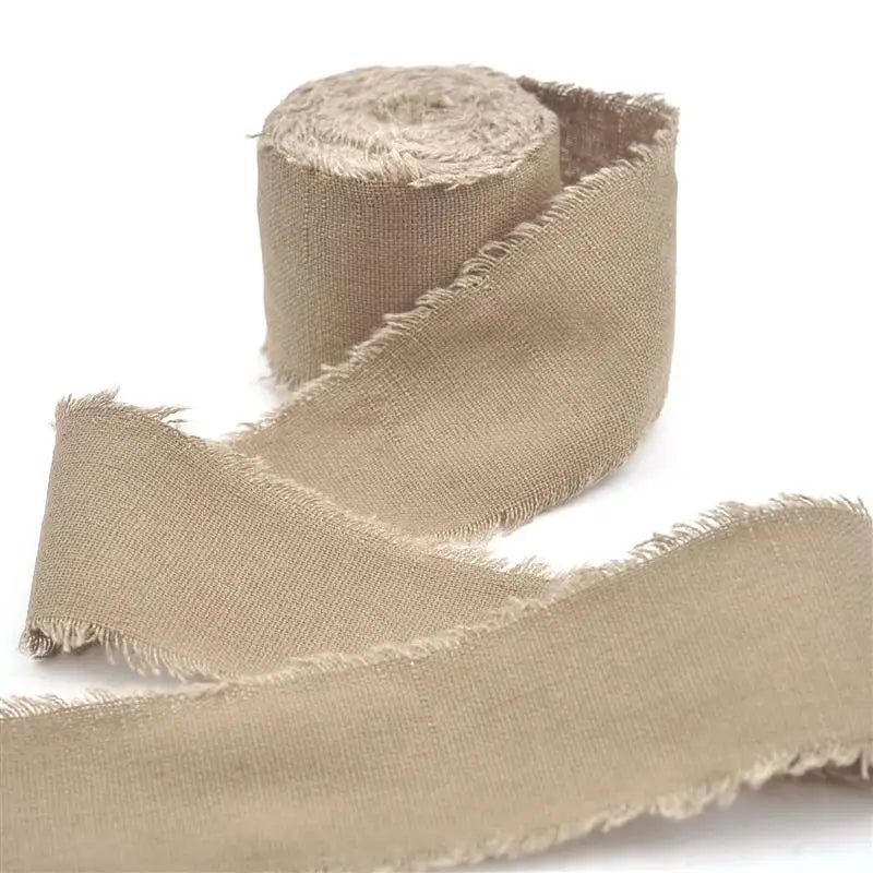 Cotton Linen Frayed Ribbon | 1 1/2" x 5 Yards | Gift Wrapping & Wedding Decor