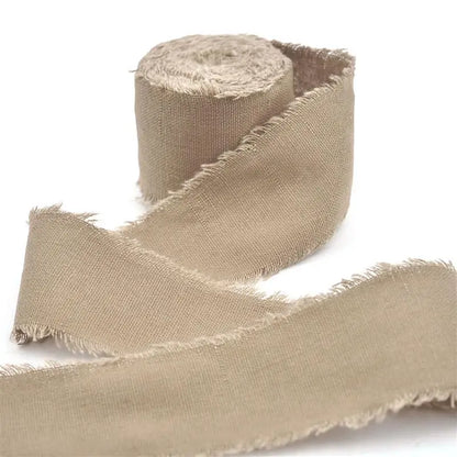 Cotton Linen Frayed Ribbon | 1 1/2" x 5 Yards | Gift Wrapping & Wedding Decor