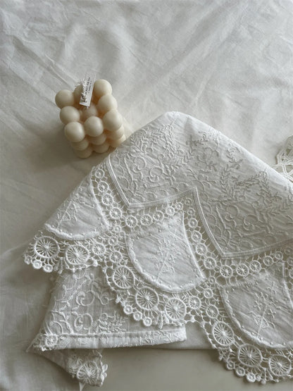 Luxury French Floral Embroidered White Cotton Tablecloth – Handmade Lace Rectangular Cover for Weddings & Dining |