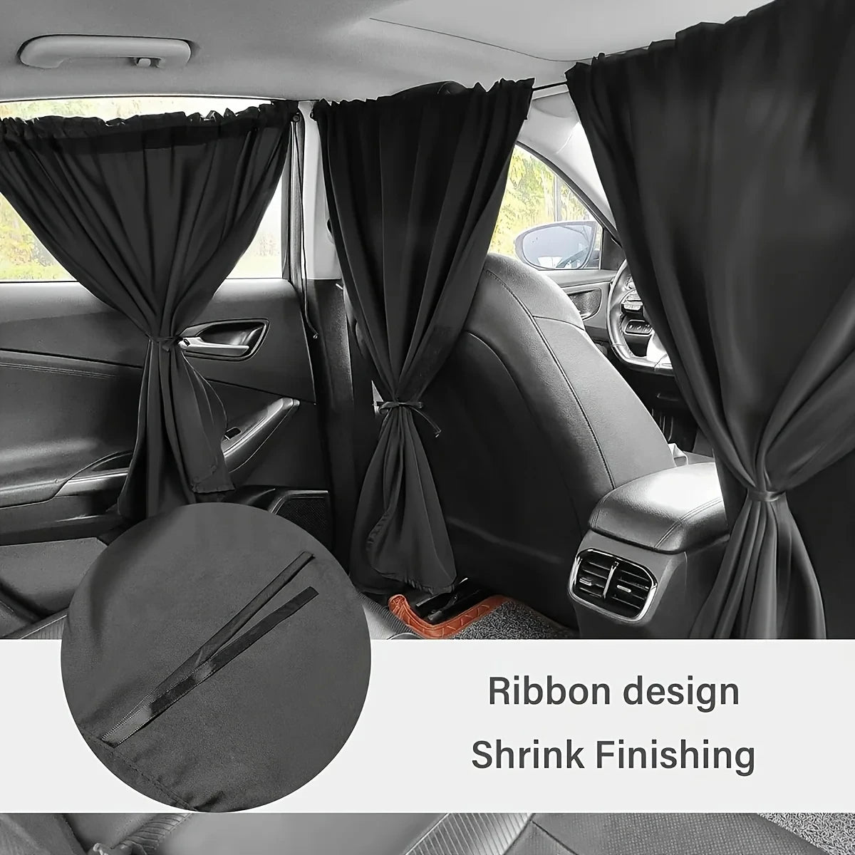 4-Piece Car Privacy Curtain Set | Synthetic Fiber Auto Window Shades for Travel, Napping & Car Camping | Detachable Interior Divider | CD1014
