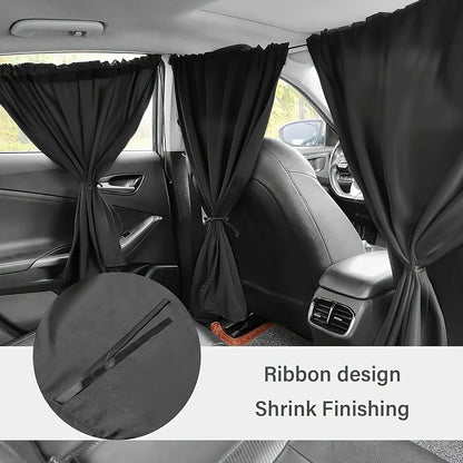 4-Piece Car Privacy Curtain Set | Synthetic Fiber Auto Window Shades for Travel, Napping & Car Camping | Detachable Interior Divider | CD1014