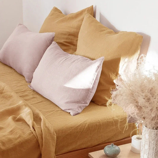 Premium 2-Piece 100% Pure Linen Throw Pillow Covers | Grade A Solid Color Decorative Shams with Hidden Zipper