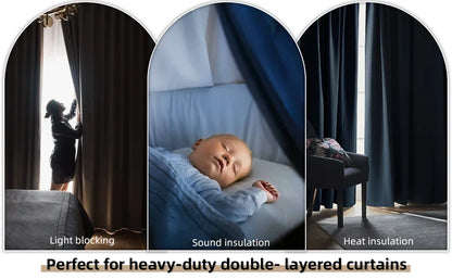 Heavy Duty 1-Inch Industrial Black Double Curtain Rod Set for Windows, Adjustable Telescoping Pipe rod | CH1014