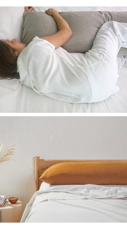 Double Long Pillowcase 100% Pure Linen Pillow Case Euro Sham for Bed, Envelope Cushion Cover Antibacterial Anti-mite