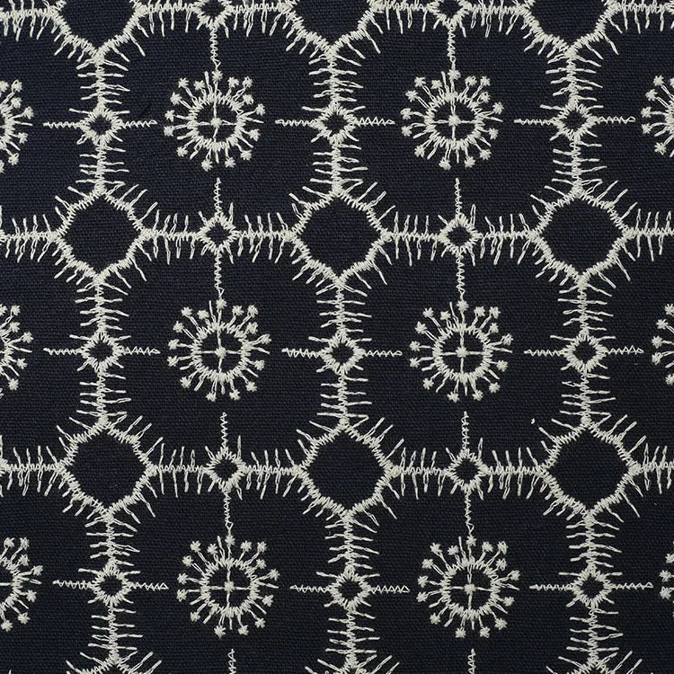 Geometric Cotton Linen Embroidered Jacquard Fabric By The Yard | CA1020