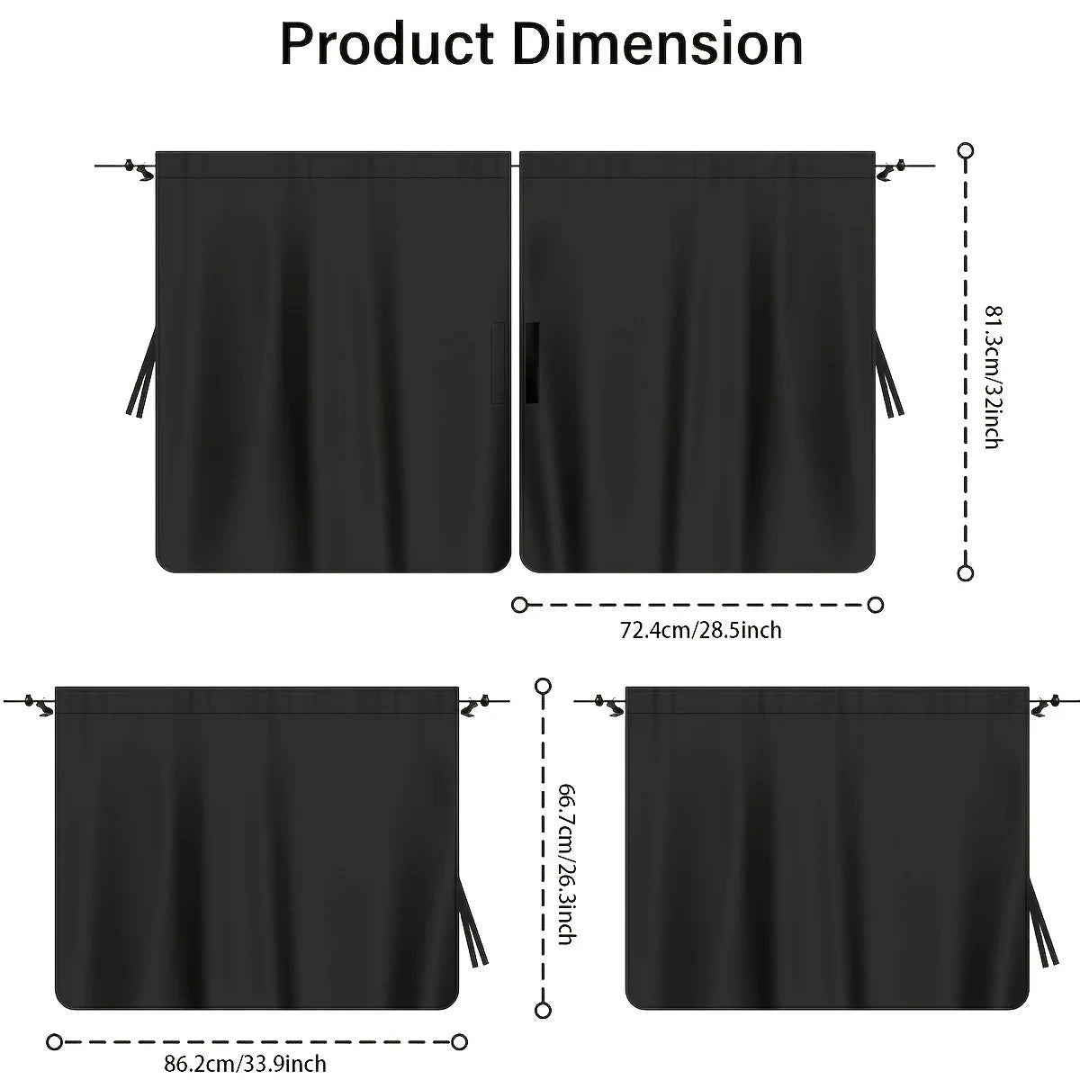 4-Piece Car Privacy Curtain Set | Synthetic Fiber Auto Window Shades for Travel, Napping & Car Camping | Detachable Interior Divider | CD1014