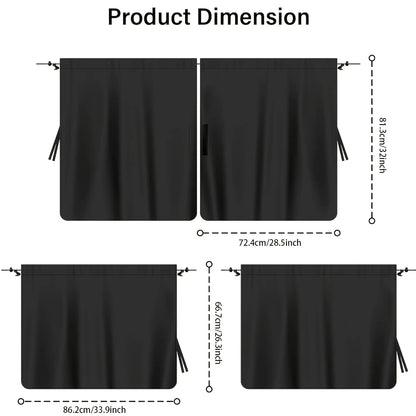 4-Piece Car Privacy Curtain Set | Synthetic Fiber Auto Window Shades for Travel, Napping & Car Camping | Detachable Interior Divider | CD1014