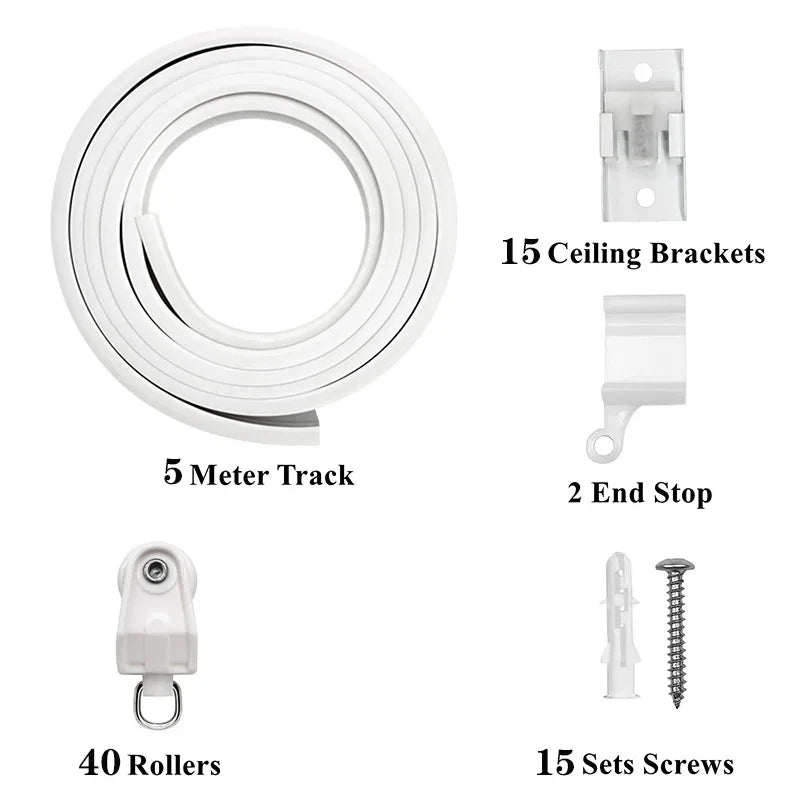 Flexible Bendable Curtain Track Set, Silent Room Divider & Window Rail, CH1004