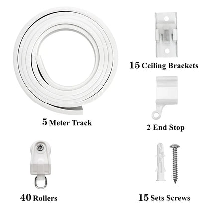 Flexible Bendable Curtain Track Set, Silent Room Divider & Window Rail, CH1004