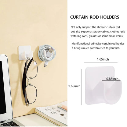 Modern Self-Adhesive Curtain Rod Bracket Hooks – No-Drill Wall Mount Holder (2/4/8 Pack) | CH1008