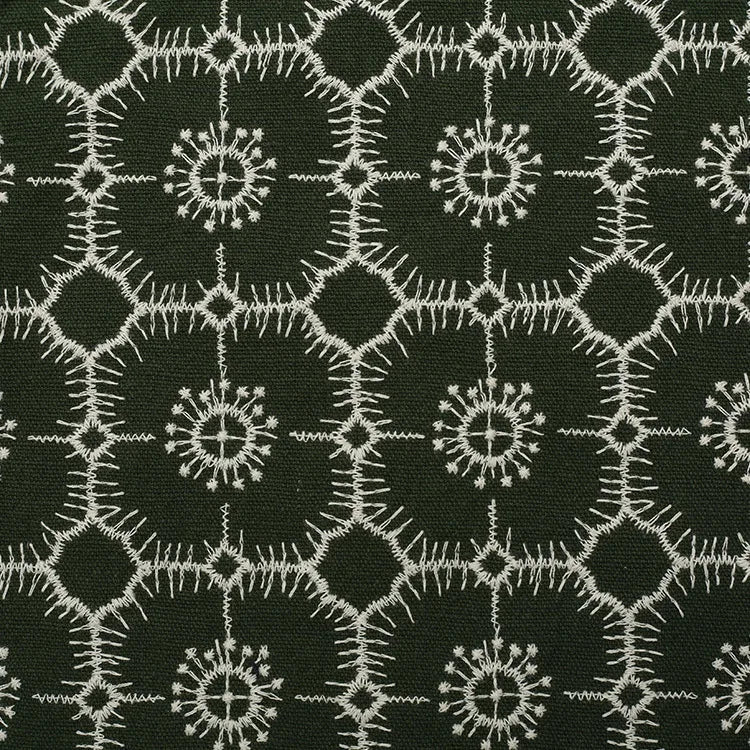 Geometric Cotton Linen Embroidered Jacquard Fabric By The Yard | CA1020